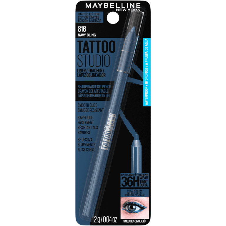 Maybelline Tattoo Studio Sharpenable Gel Pencil Waterproof Longwear Eyeliner,  Navy Bling, 0.04 oz
