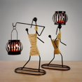 thumbnail image 4 of Candle Holder Retro Nostalgic Design Strong Decorative Sturdy Creative Dining Room Tool European Style Candlelight Wrought Iron Twine Girl Lantern Holder for Home, 4 of 8