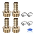 thumbnail image 1 of Uxcell Paquete de 4 Accesorios de Manguera de Barbilla de Latón, 10mm x G3/8 Conector de Manguera Macho con Abrazadera de Acero Inoxidable y Cinta, 1 of 1