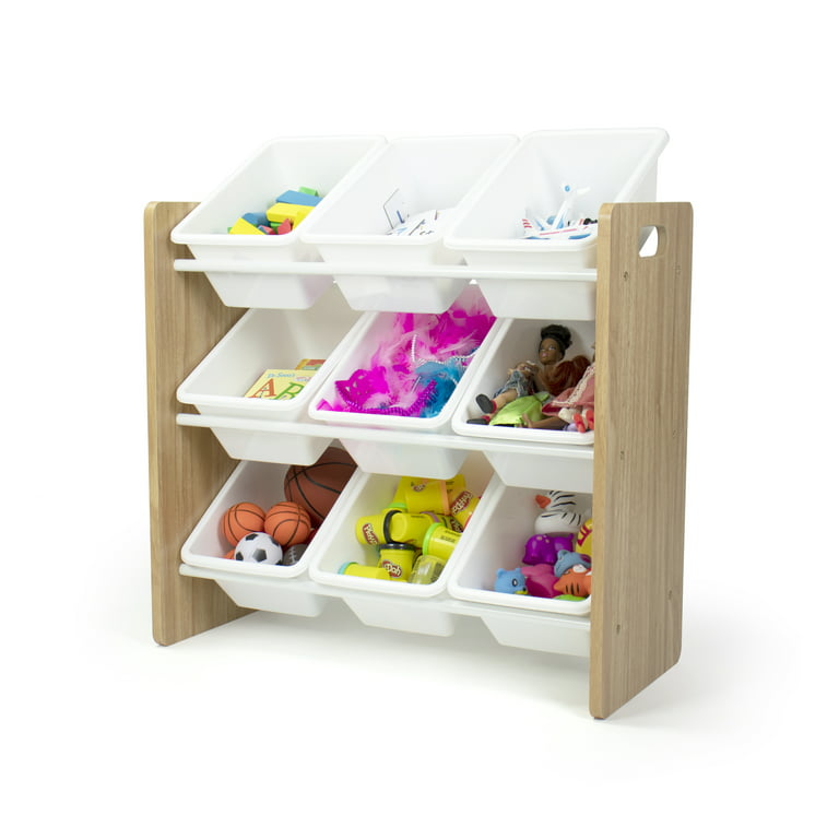 Qaba Kids Toy Storage Organizer With 2 Bins, Coat Hanger