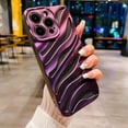 thumbnail image 3 of iPhone 14 Pro Max Phone Case, Cool Plating Water Ripple Hollow Out Pattern Case for Women Girls Men, Fashion Plating Carved Wavy Soft TPU Protective Back Cover (Deep Purple), 3 of 12