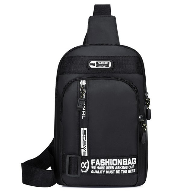 Sac de Poitrine pour Hommes Sacs Bandoulière Réglables pour Randonnée Alpinisme (Noir)