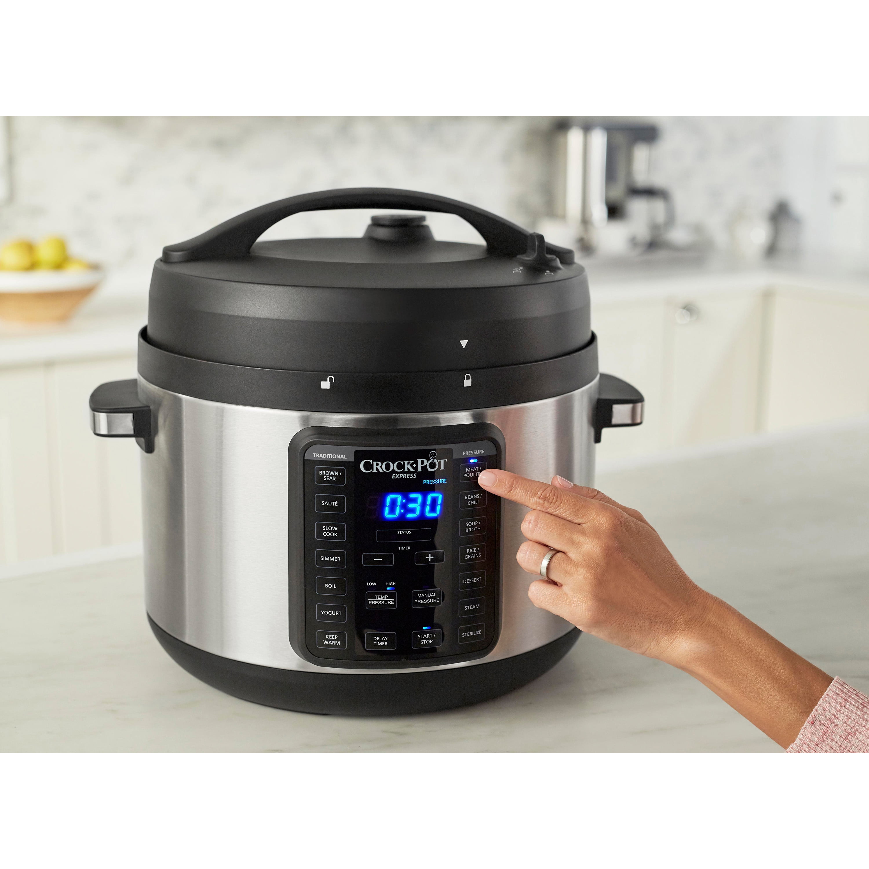 Crock-Pot 6-qt. Stainless Steel Express Easy Release Pressure, Multi Cooker Slow  Cooker 2100467 - The Home Depot