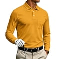 thumbnail image 5 of Fabrcox S-4XL Mens Polo Shirts Long Sleeve with Pockets Collared Work Shirt for Men Business Casual Plain Classic Fit Athletic Men's Golf Shirts Yellow M, 5 of 8