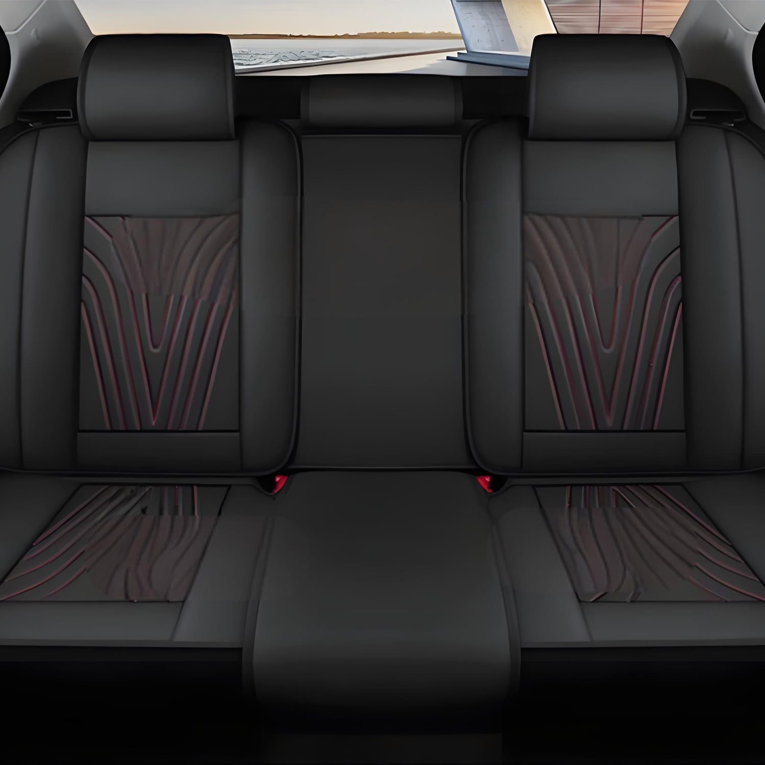 Fit for Toyota Tacoma 2016-2023 Seat Covers - Full Set Waterproof Leather Car Seat Covers Compatible Airbag（2 Row 5 Seat,Black）