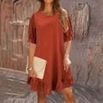 thumbnail image 2 of DGMIOCS Women's Daily Casual Dress Lightweight Casual a Line Dress Red L, 2 of 5
