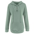 thumbnail image 6 of IROINNID Hoodie for Women Solid Long Sleeve Fall Hoodie Casual Basic Half Button Pullover Warm Tops,Green, 6 of 7