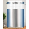 thumbnail image 5 of No Hook Shower Curtains, Blue Grey Standard Bathroom Curtains with Snap in Liner, Gray Farmhouse Modern Rustic Waterproof Washable Fabric Bathroom Shower Curtain Sets, 60" x 72", 5 of 7