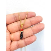 Black Azabache Hand Necklace Box Link Chain 18 INCH 18K Gold Filled For Womens / Everyday Azabache Necklace Protection Jewelry / Cadena Dije de Azabache