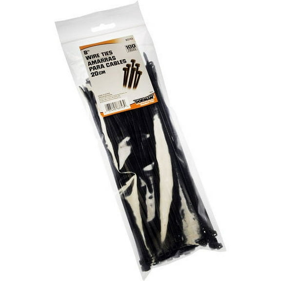 Symmetry 8" Wire Ties, Black, 100pc