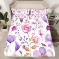 thumbnail image 2 of Manfei Pink Purple Floral Twin Sheet Sets,Rustic Flower Twin Fitted Sheet,Country Farmhouse Lodge Flat Sheet For Girl,Microfiber Bedroom Decor,3 Pieces, 2 of 7