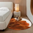 thumbnail image 3 of Burnt Orange Round Area Rug 7 FT, Non Slip Living Room Area Carpet, Sparkle Gold Stained Floral Flower Art Washable Soft Circular Rug Non-Shedding Floor Carpet for Bedside Office Play Room Classroom, 3 of 9