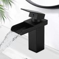 thumbnail image 1 of Black Basin Faucet, Waterfall Bathroom Faucet, Hot And Cold Water Optional, Water-saving Ceramic Valve, 1 of 5