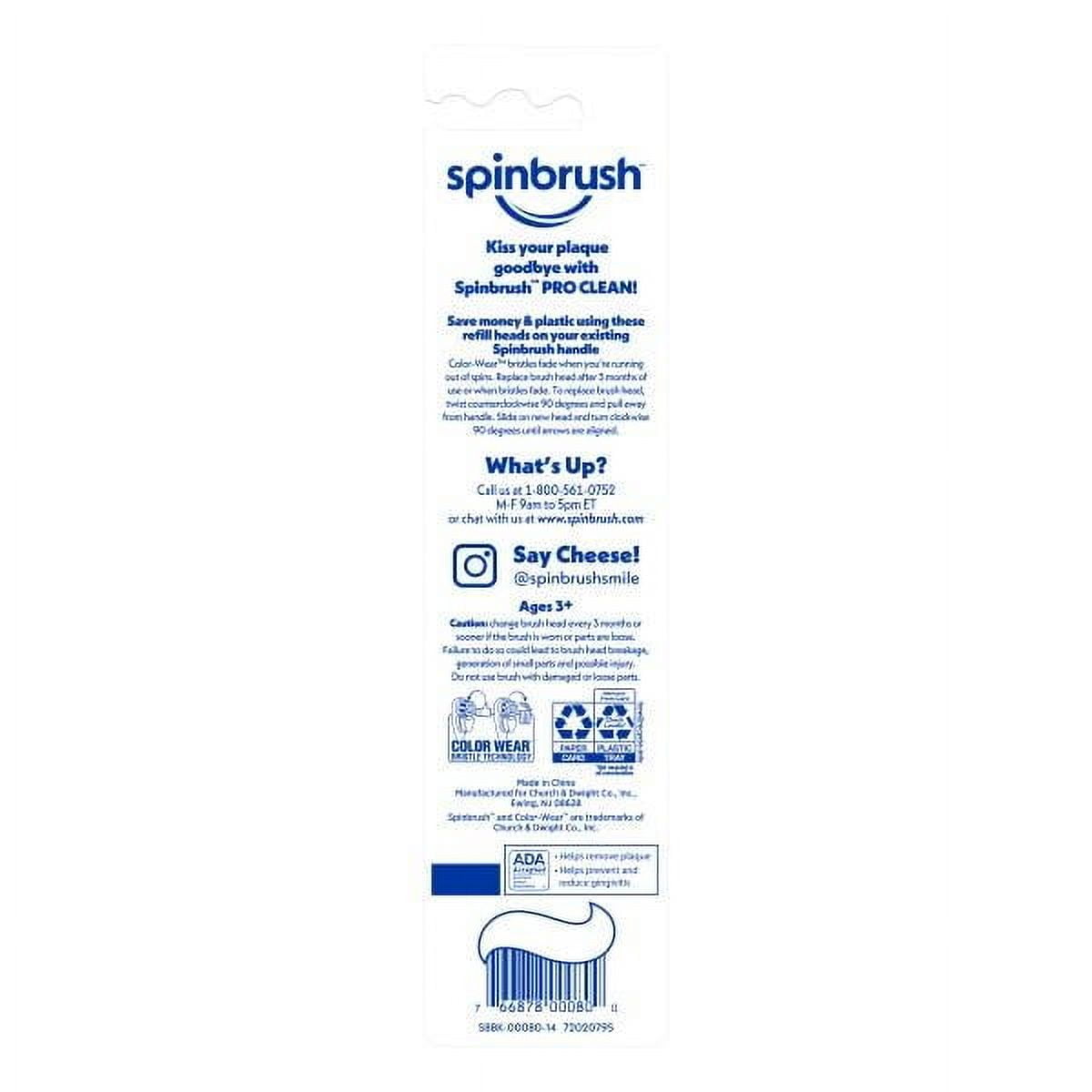ARM & HAMMER Spinbrush Pro-Clean Replacement Brush Heads, Soft 2 ea (Pack of 2)