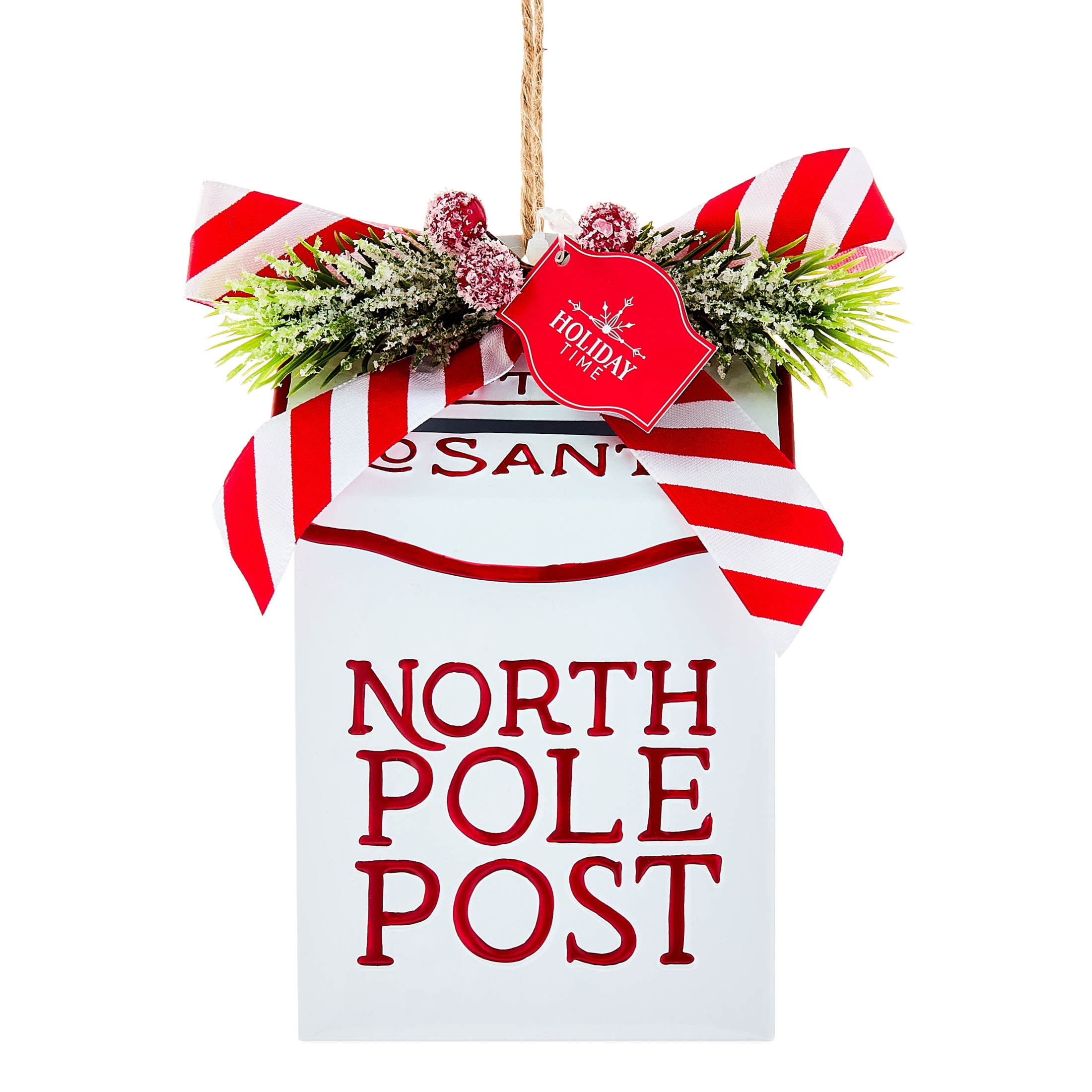 Multicolor Metal North Pole Post Mailbox Christmas Ornament, 6", by Holiday Time