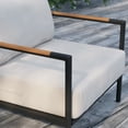 thumbnail image 4 of Merrick Lane Contemporary Outdoor Accent Chair with Removable Cushions, Beige/Black Teak, 4 of 14