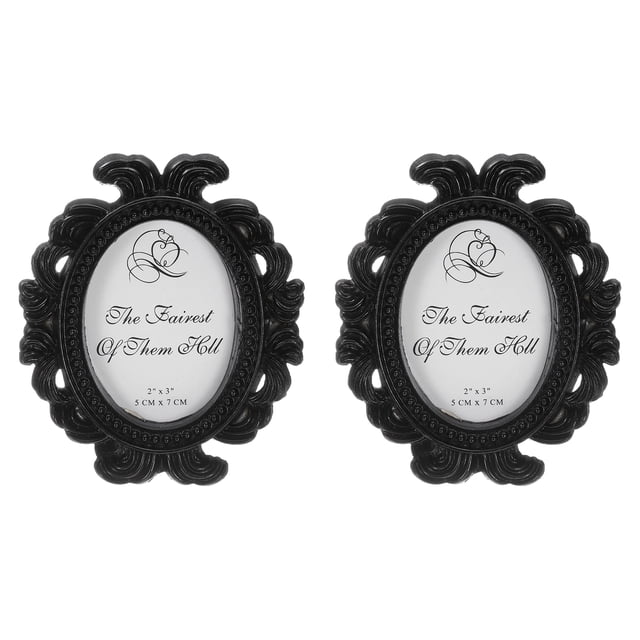 2 Pack Cadres Photo en Résine Vintage, 3.7 Pouces x 3.1 Pouces Mini Cadres Photo, Noir