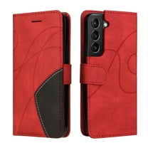 Dteck Wallet Case for Samsung Galaxy S22 (2022), Premium PU Leather Slim Flip Folio Phone Case with Folding Stand Card Holder, Red