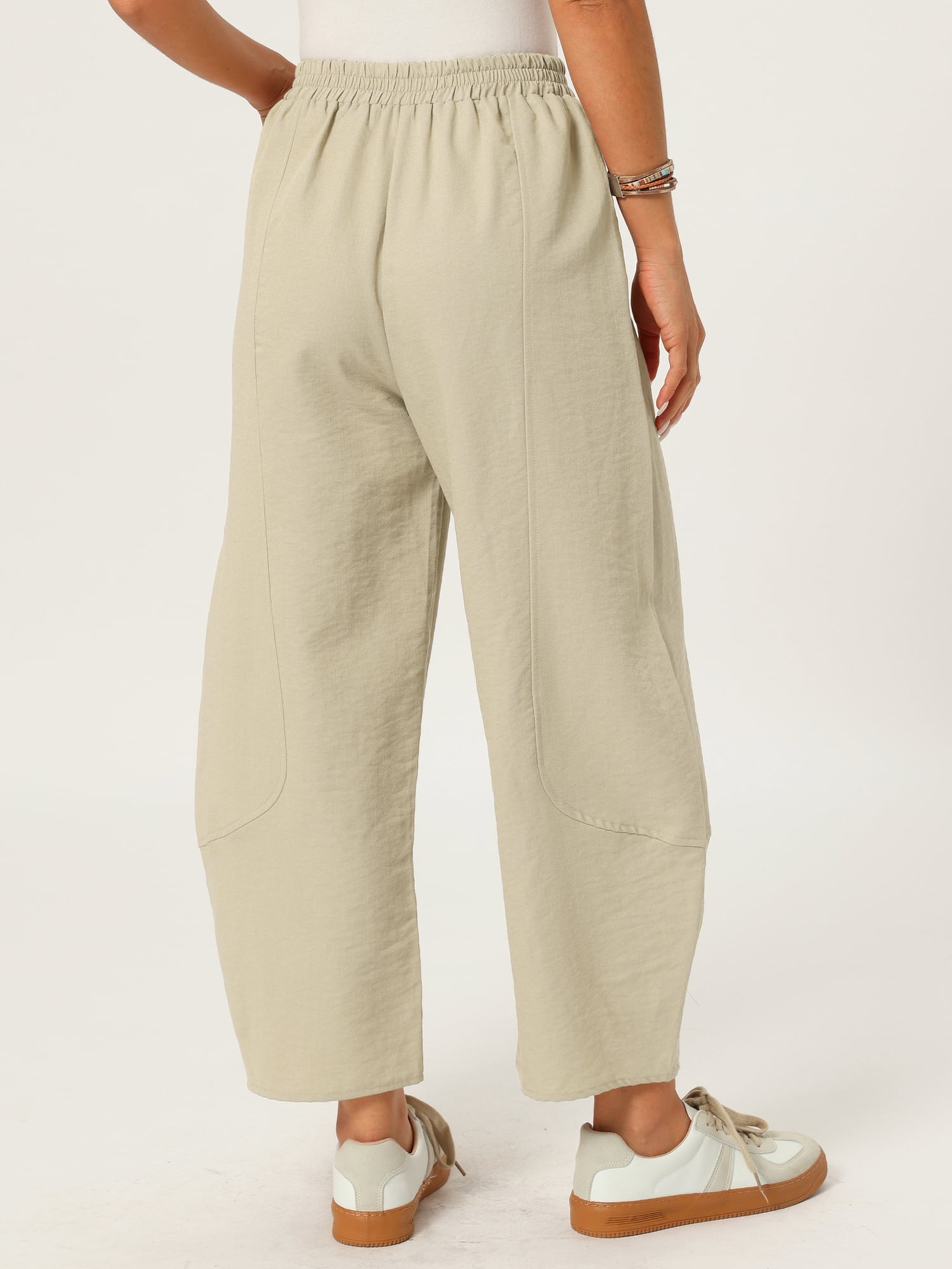 DARING DIVA Women's Baggy Wide Leg Pants Palazzo Harem Trousers Large Khaki