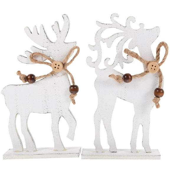Uonlytech 2Pcs Deer Christmas Decor Indoor Rustic Wood for Office Decoration