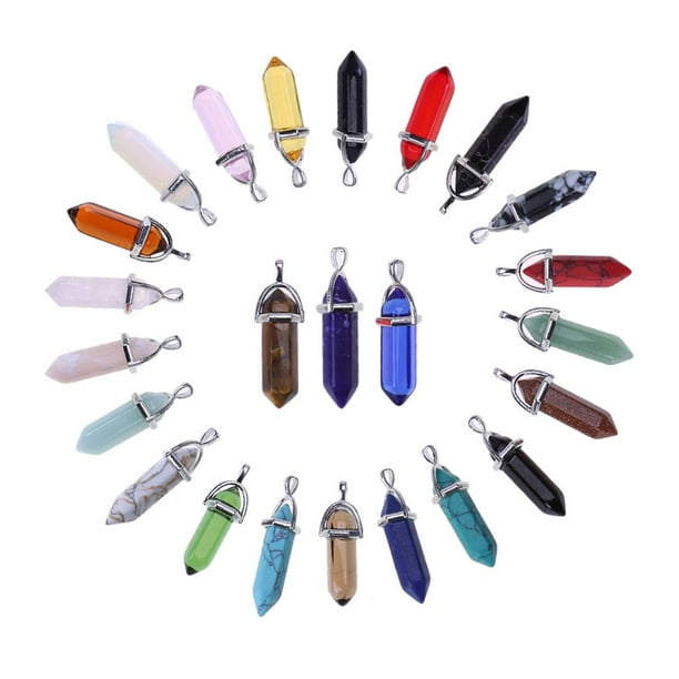 24 Uds. Collares Con Colgantes Pilar Cristal Piedra Natural para Joyas