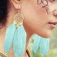 thumbnail image 4 of Womens Feather Earrings Fringe Tassel Bohemian Long Drop Dangle Earrings Set with Design for Women, 4 of 6