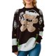 thumbnail image 3 of Suéteres de punto con estampado de pan de jengibre navideño para mujer, suéteres holgados de cuello redondo y manga larga para otoño e invierno, 3 of 5