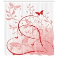 thumbnail image 3 of Ambesonne Orange and Pink Shower Curtain, Swirls Lines, 69"Wx84"L, Vermilion and Pale Pink, 3 of 3