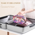 thumbnail image 3 of FORMRS Makeup Bag Travel Cosmetic Organizer for Women Fold Flat Zipper Pouch with Handle, Purple Colorful Circles, 3 of 8