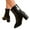 Black, variant on Women's Ankle Boots Square Toe Chunky Block Heel Short Sock Booties Leather Side Zipper Fall Winter Dressy Pumps Shoes Beige 6