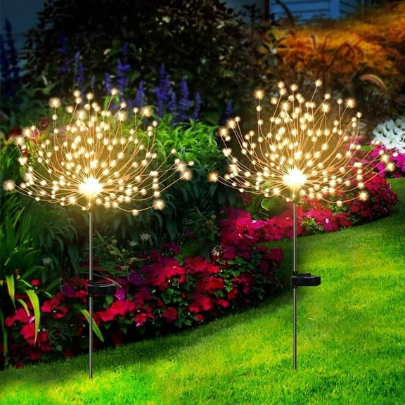 Solar Outdoor Lights LED Garden Fireworks Lamp for Walkway Pathway Backyard Lawn