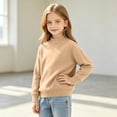 thumbnail image 6 of Kaemgyyd Boys Mock Neck Sweater Kids Soild Color Fashion Pullover Toddler Winter Long Sleeve Knit Clothes（Khaki,11-12 Years）, 6 of 6