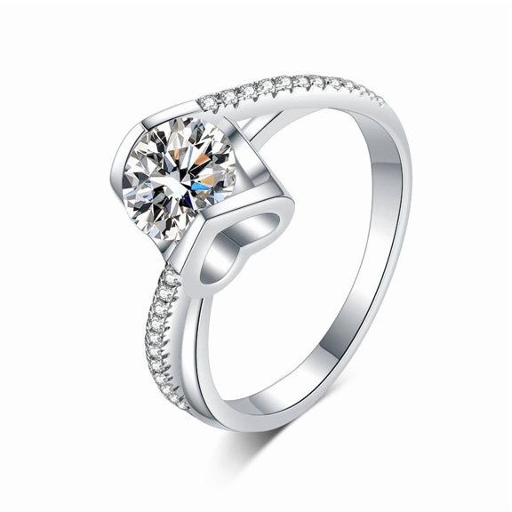 Apaison 925 Sterling Silver Sparkling 1ct&2 Carat Moissanite Women Ring - Female Wedding Engagement Eternity Jewelry Gift