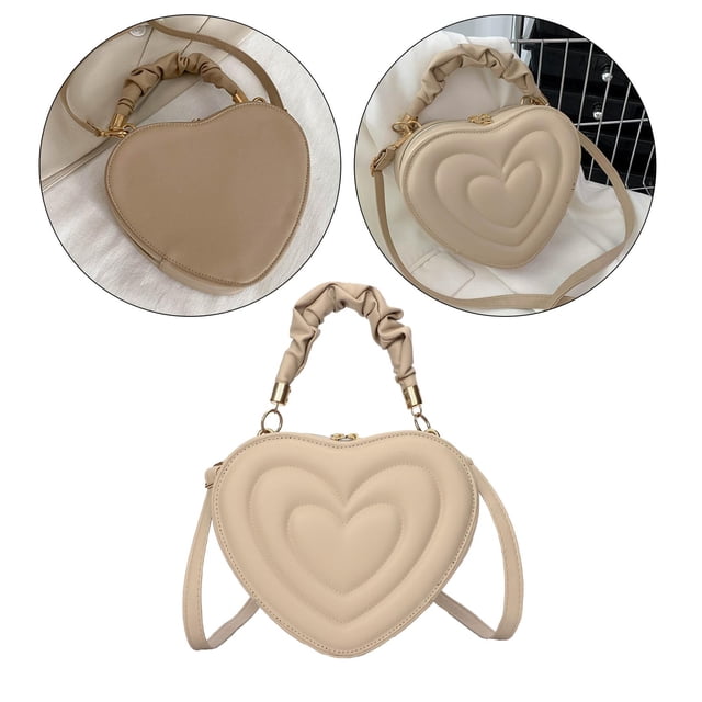 Bolso cruzado con forma de corazón, elegante bolso de Color puro, bolso de hombro ajustable encantador, bolso de mensajero para niñas, regalo para muj Caqui