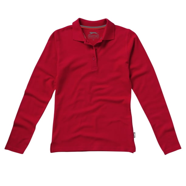 Slazenger - Polo de manga larga modelo Point para mujer (Rojo)