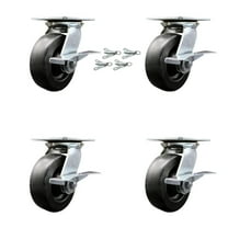6 Inch Polyolefin Caster Set with Roller Bearing and Brakes/Swivel Locks SCC