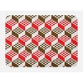 thumbnail image 1 of Abstract Bath Mat, Vintage Dimension Background Geometric Squares Artful Digital Design, Non-Slip Plush Mat Bathroom Kitchen Laundry Room Decor, 29.5 X 17.5 Inches, Chocolate Scarlet White, Ambesonne, 1 of 2