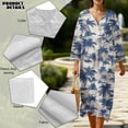 thumbnail image 5 of DISNIMO Dress for Women Palm Tree Printed Linen-Like Casual Shift Dresses Loose V Neck Maxi Dresses Lightweight 3/4 Sleeve Dress, 2XL, 5 of 6