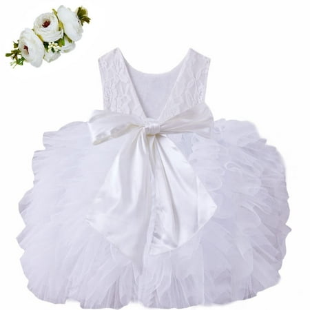 

Cilucu Tutu Dresses for Toddler Girls Birthday Party Flower Girl Dress Baby Girl Tulle Dresses Lace Rose Pageant Dresses V-Shape Backless Big Bow Vintage Princess Dress Birthday Party White Size 2-3T