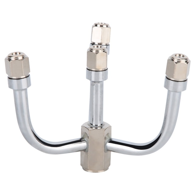 Cabezal de riego por aspersión de metal con 4 boquillas para un riego eficiente de jardines y patios