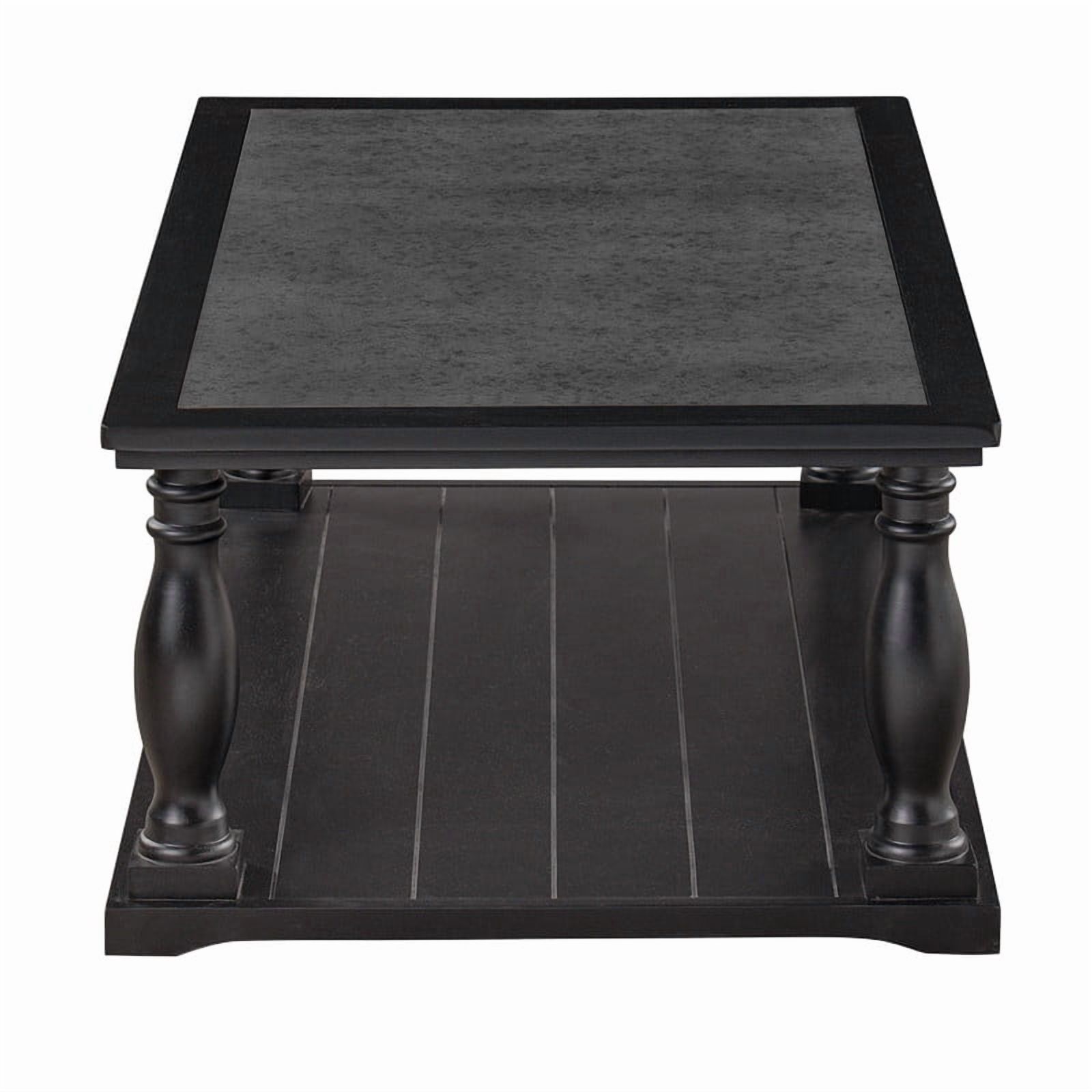 Vintage Rectangular Center Coffee Table with Sculptural Spindle Solid Wood Legs, 2-Tier Traditional Wooden Cocktail End Table