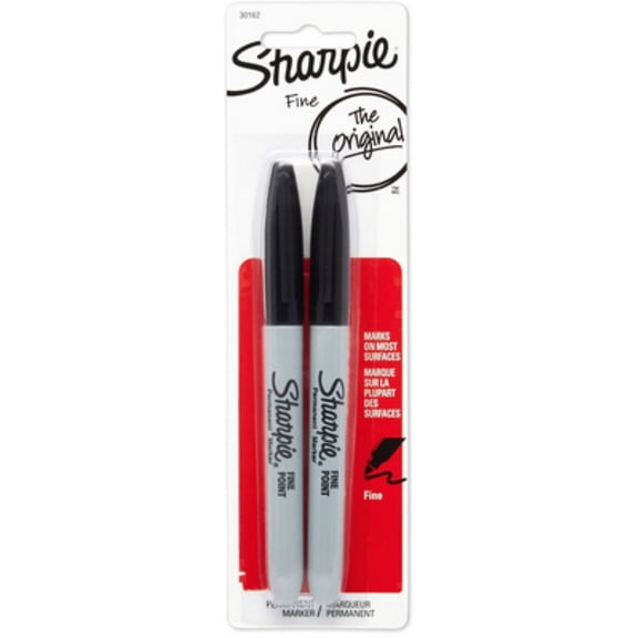 Sharpie Permanent Markers Fine Black 2 ea (Pack of 2)