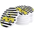 thumbnail image 1 of ZHANZZK Summer Themed Truck with Gnome Lemon Stripe Set of 4 Car Coaster for Drinks, Absorbent Ceramic Stone Coasters Cup Mat with Cork Base for Home Kitchen Room Coffee Table Bar Decor, 1 of 5