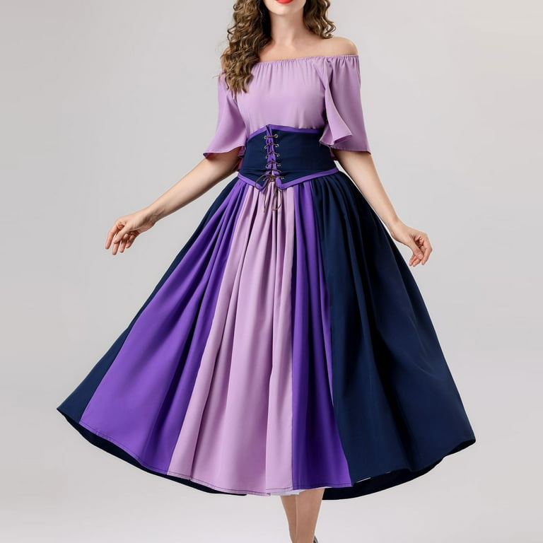 Plus Size Wedding Guest Dress Women's Medieval Renaissance Dress Gothic  Corset Halloween Costumes Dress Midi Dress for Women S-13 Purple XXL -  Walmart.com