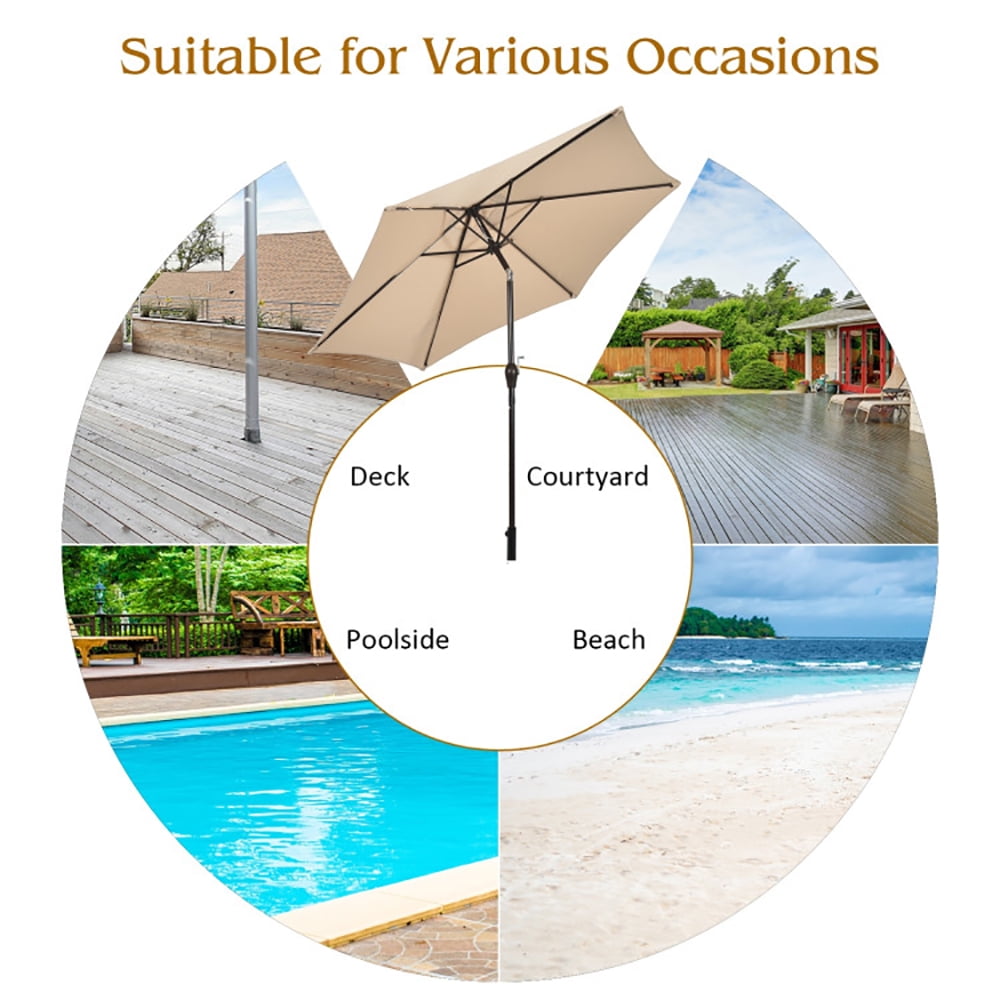 Aimee Lii 10 Feet Outdoor Patio Umbrella with Tilt Adjustment and Crank, Sunbrella Patio Umbrellas, Beige Aimee Lii 10 Feet Outdoor Patio Umbrella with Tilt Adjustment and Crank, Sunbrella Patio Umbrellas, Beige