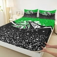 thumbnail image 3 of Manfei Cheerleading Cheer Team 4-Piece Full Size Sheets for Children Kids Teens,Black Green Bed Sheets,Bling Crystal Glitter Lightweight Sheet Sets,Microfiber Bedroom Decor, 3 of 7