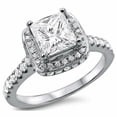 thumbnail image 2 of HeartsAndYou 5ct Princess Cut Moissanite Royal Halo Engagement Ring for Women 18k White Gold over Silver, 2 of 9