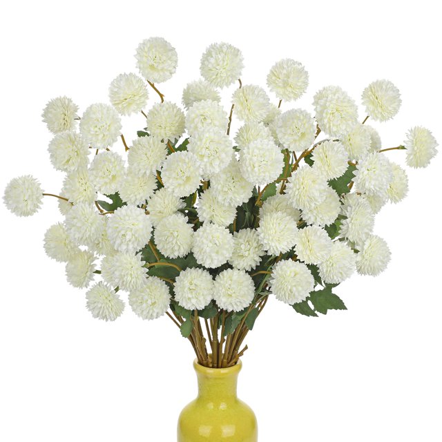 Flores artificiales Briful 12 unidades de crisantemos blancos con tallos de 53 cm