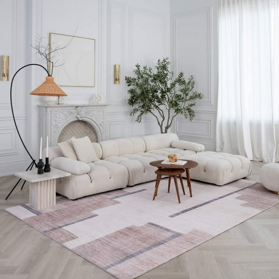 8' X 11' Beige and Brown Abstract Area Rug