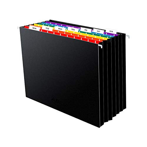 Hanging File Folders Letter Size 7 Pockets Accordian File Organizer Expanding File Folder for Filing Cabinet/Accordion File Box Rainbow Colored Paper Document Receipt Organizer with 8 Adjustable Tabs 